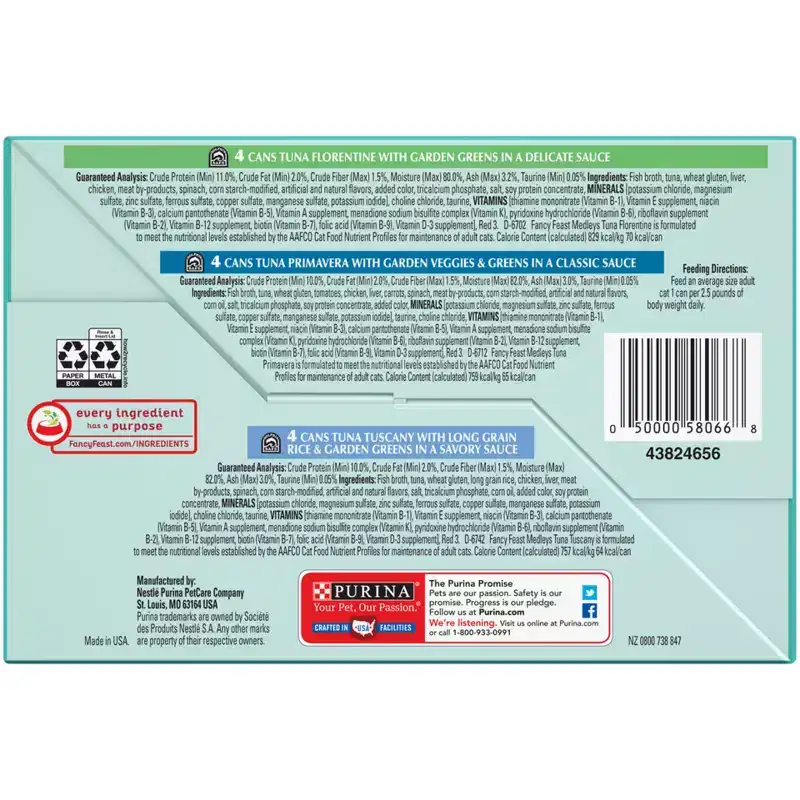 Purina Fancy Feast Medleys Gourmet Wet Cat Food with Garden Greens In Sauce - 3oz /12ct