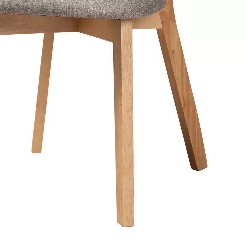 2pc Dannell Fabric and Wood Dining Chairs Gray/Natural Oak/Light Brown: Polyester Upholstery, Rubberwood Frame