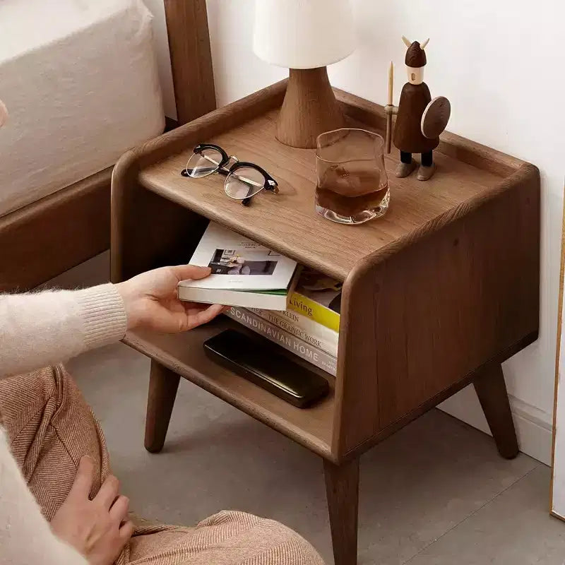Square Bedside Table with Open Storage 鈥?16Hx16Wx14D, MDF, High Gloss Finish