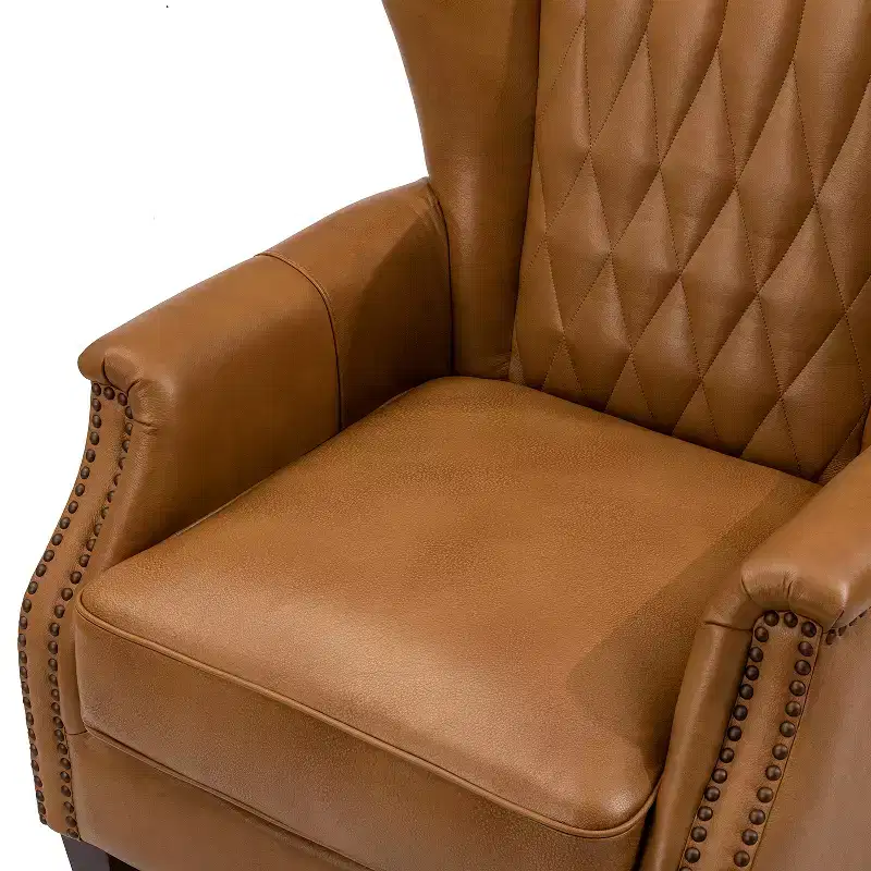 Valerius Genuine Leather Armchair with Nailhead Trims and Solid Wood Legs | HULALA HOME