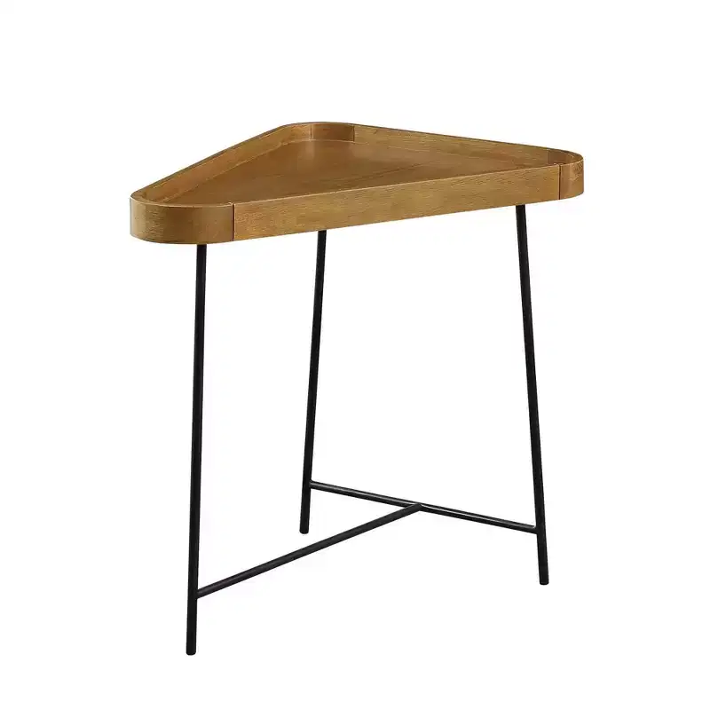Triangle End Table with Driftwood Top & Black Hairpin Legs