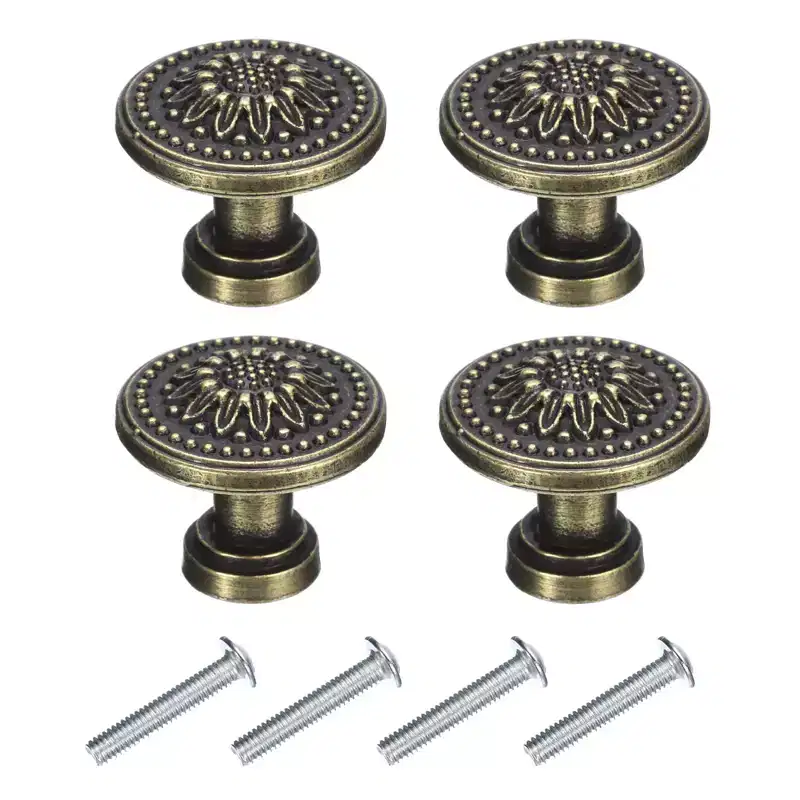 Unique Bargains Vintage Flower Patterns Drawer Knobs with Screws for Dresser Closet