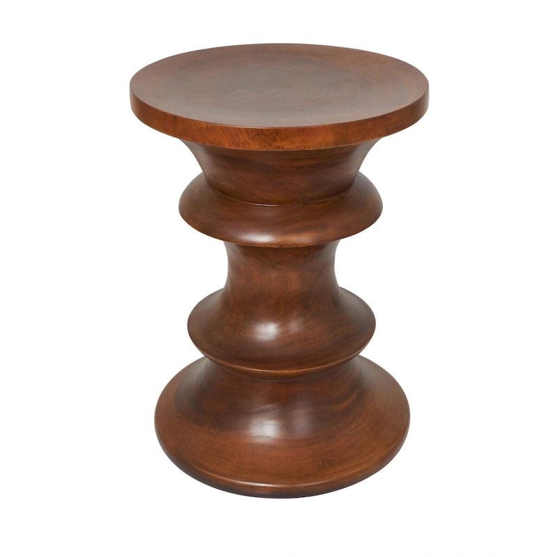 Wood Geometric Handmade Side End Accent Table - Brown