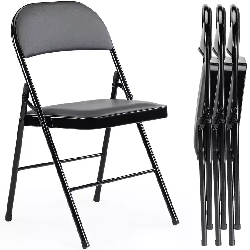 PU Leather Metal Frame Folding Dining Chairs