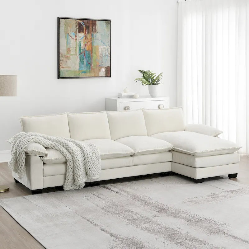 Modern L-shaped Cloud Sofa with Chaise Lounge