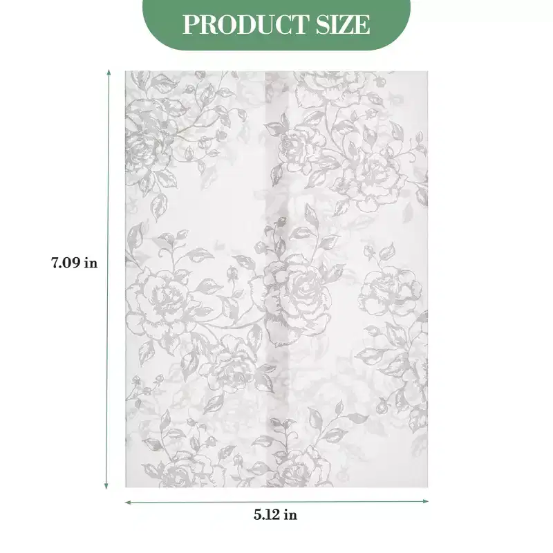 100 Pcs White Vellum Envelopes, Translucent Sulfuric Paper, 1813cm with White Rose Pattern, for Invitations Greeting Cards