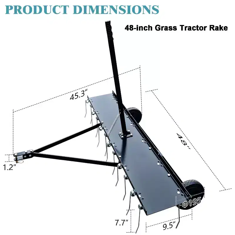 Lawn Dethatcher,Pull Behind Dethatcher for Lawn Care,Pull UP Thatch,Moss,Leaves,Steel Tow Behind Dethatcher with Tines for Lawn Tractor