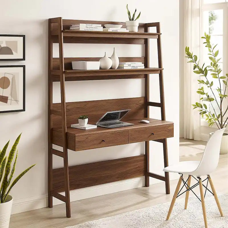 Office Desk with Bookshelf and Storage Drawers