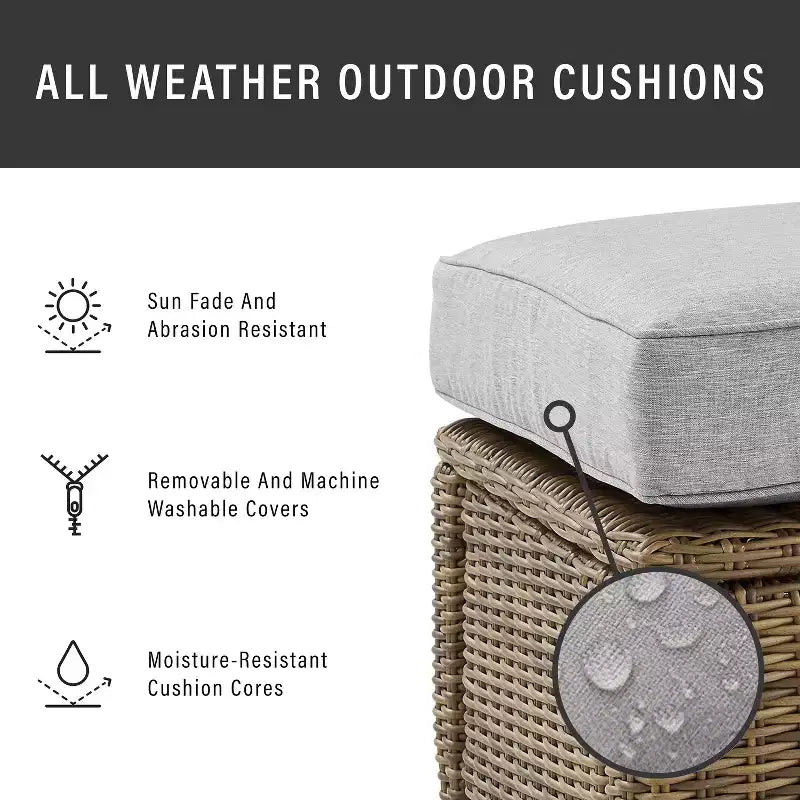 HomeStock Bradenton 2Pc Outdoor Wicker Armchair Set - Armchair & Ottoman