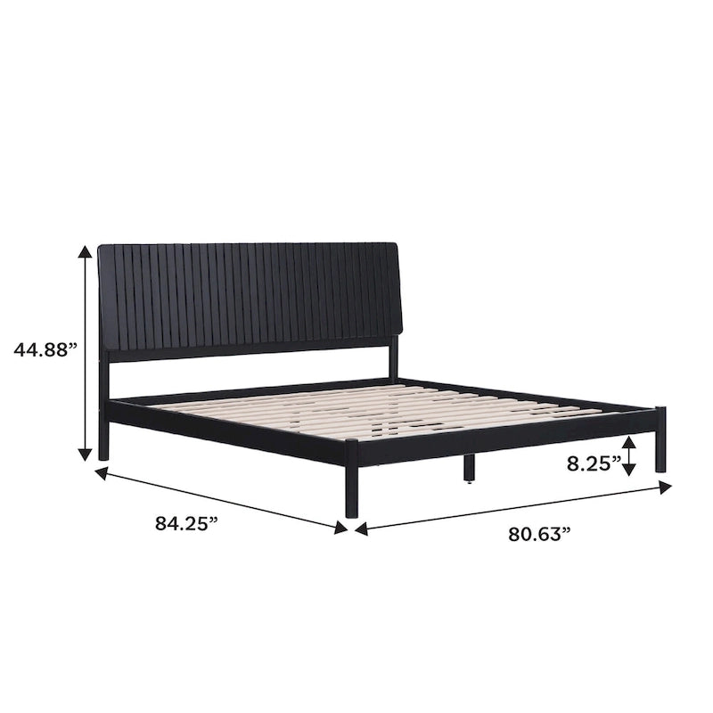 Slatted Headboard Modern King Platform Bed Frame - Wood Slat Support, No Box Spring Needed