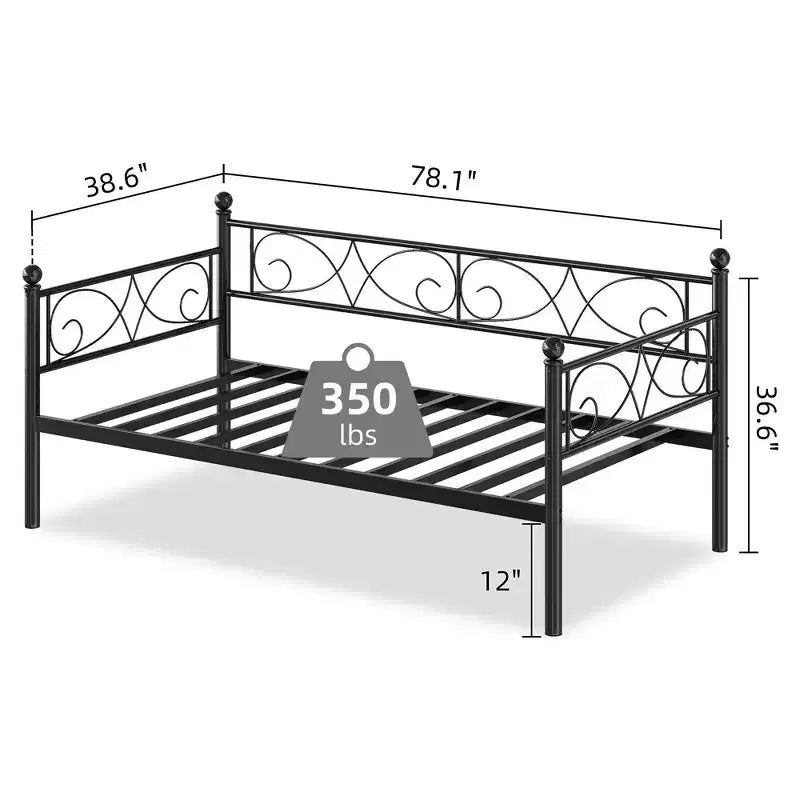 Acekool Twin Size Metal Daybed Frame Sofa Bed with Storage Space and Classic Design