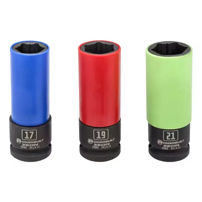 Powerbuilt 3 PC Zeon Metric Lug Nut Socket Set for Damaged Lug Nuts