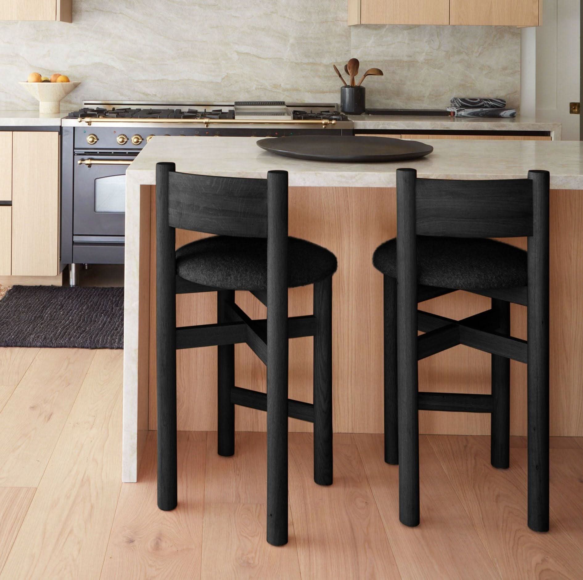 Counter Stool - Black - The seat can be unscrewed from the frame, allowing you to easily reupholster with your favorite fabric or leather—whether...