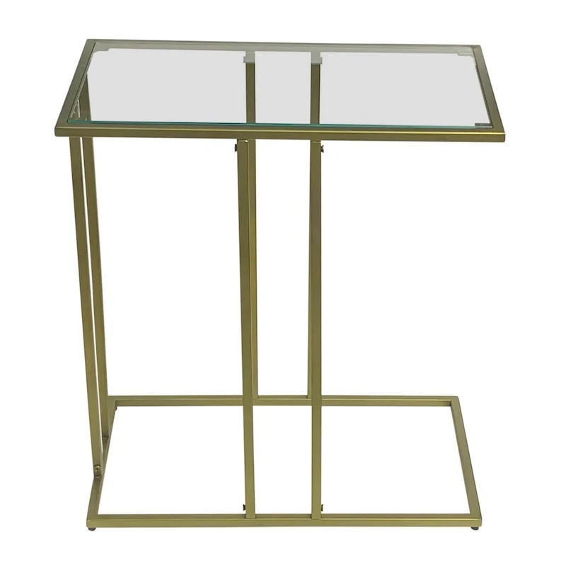 Serena End Table with Clear Glass - Antique Gold