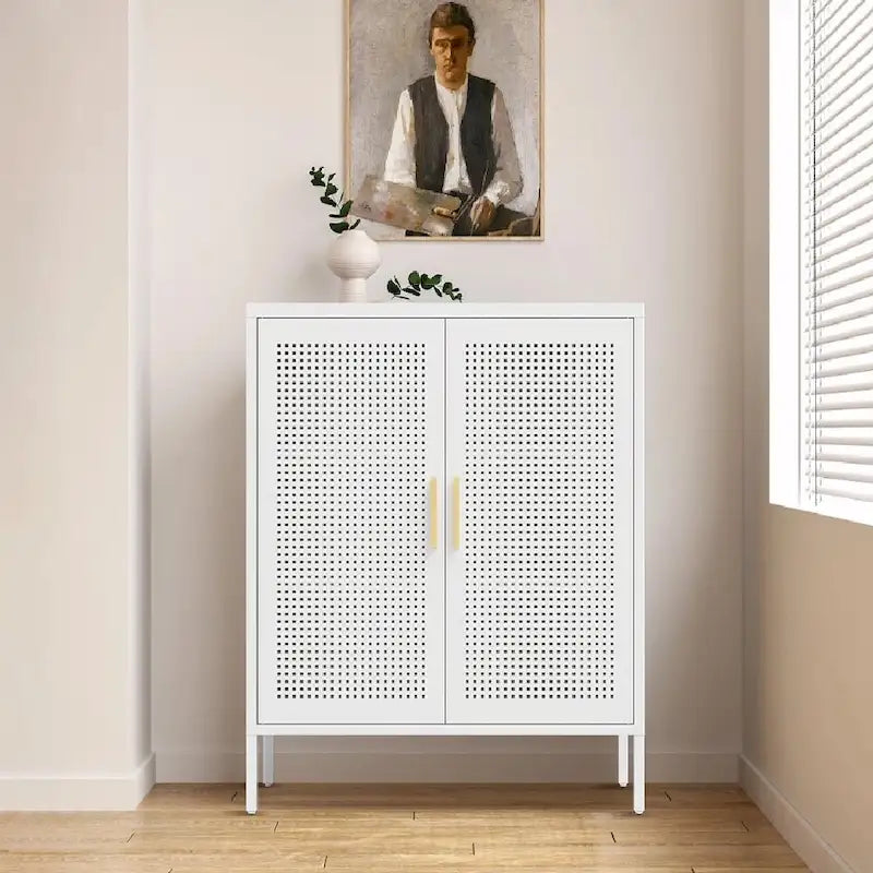 Steel Lockable Storage Cabinet with 2 Mesh Doors and Adjustable Shelves