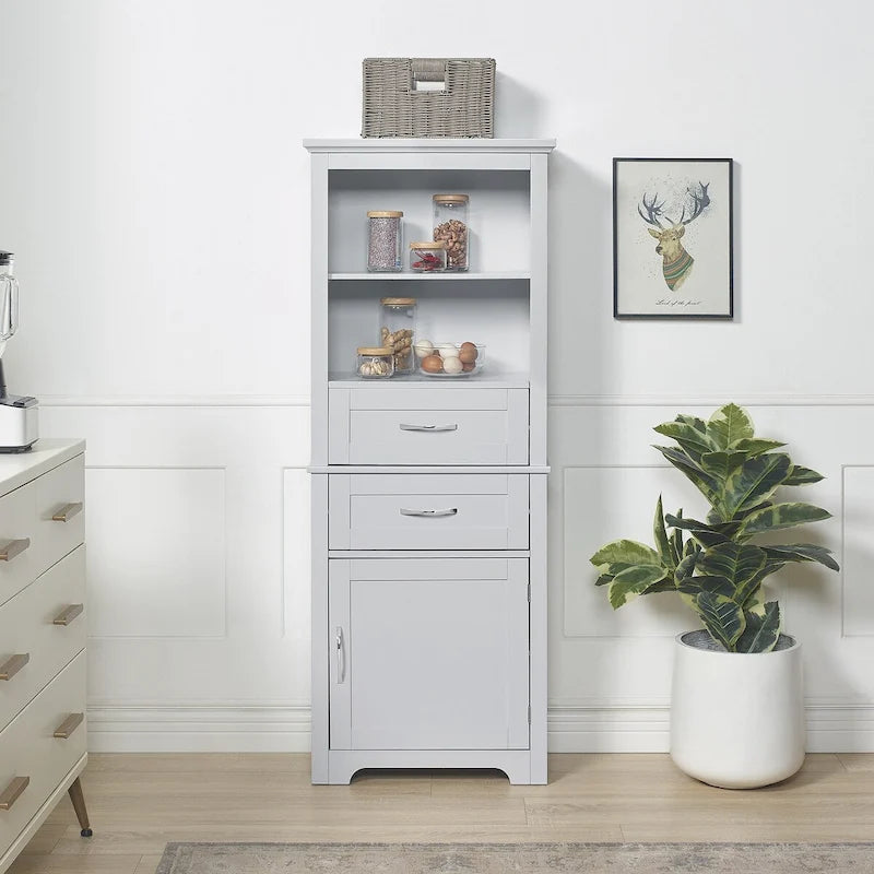 Display cabinets with open shelves