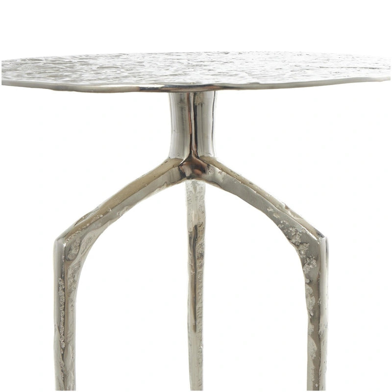 Aluminum Metal Geometric Slim Textured Side End Accent Table