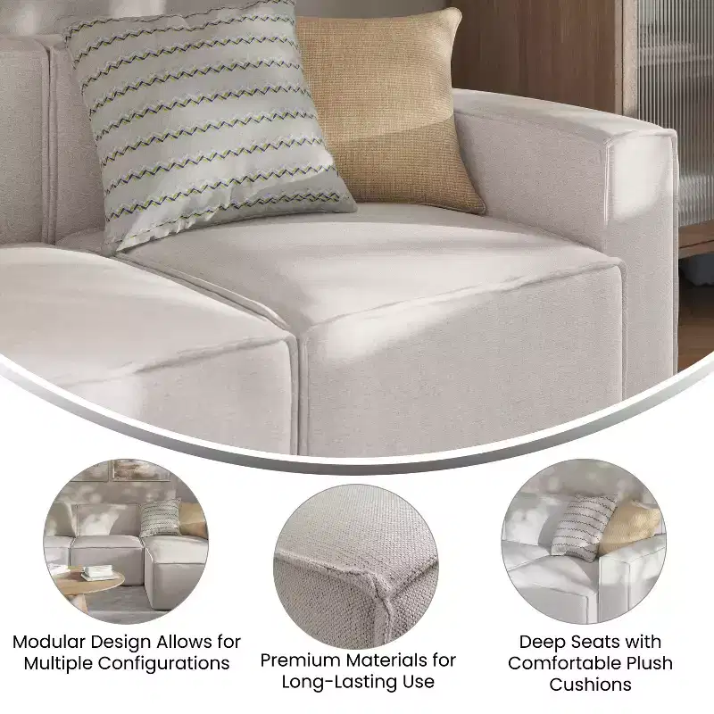 Emma and Oliver Modular Right Side Armchair with Arm Rest
