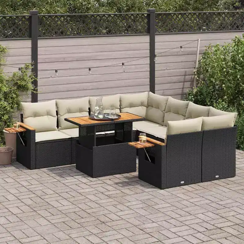 vidaXL Garden Sofa Set PE Rattan Set Adjustable Feet