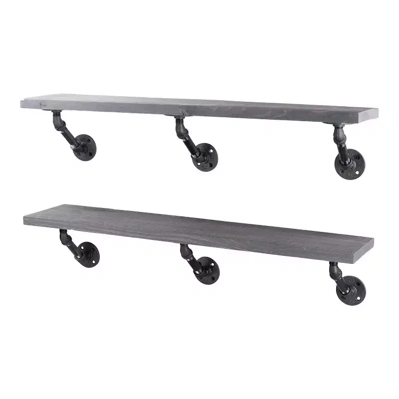 Riverstone Grey 36 in. Shelves with Angled Brackets