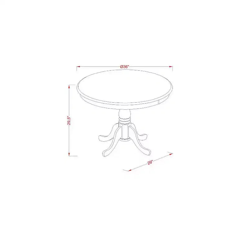 5-Piece Round Black and Cherry Finish Solid Wood Top Dining Table with 4 Upholstered Chairs