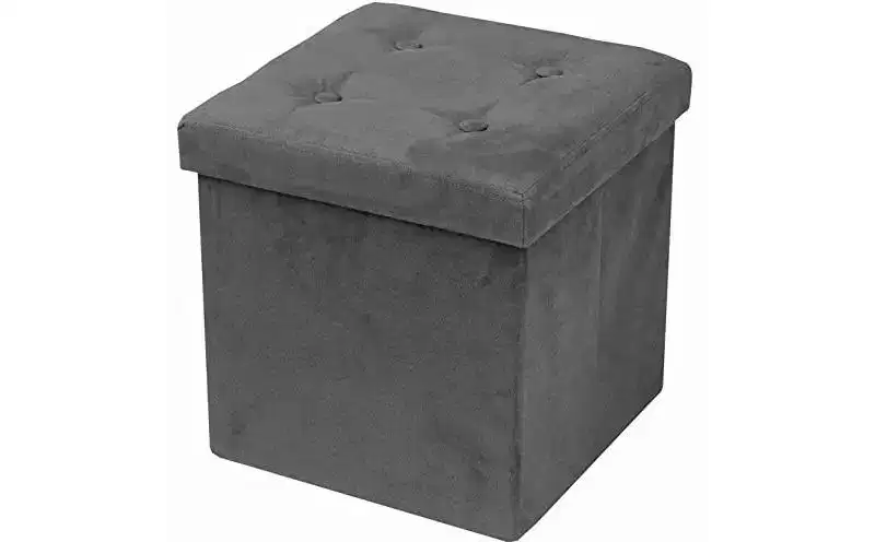 Polyester Faux Suede Foldable Cube Storage Ottoman 15''W x 15''H