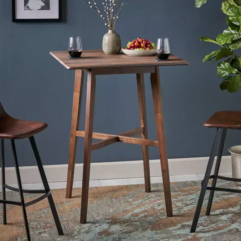 GDFStudio Hildred Modern Laminate and Rubber Wood Square 42 Bar Dining Table