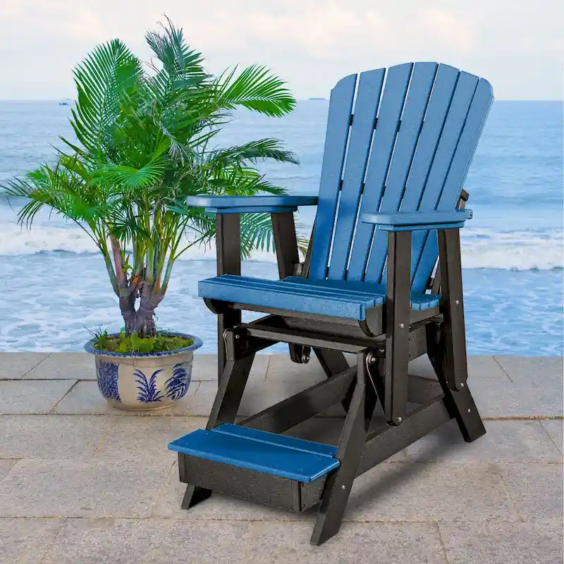 OS Home and Office Model Fan Back Balcony Glider in Blue with a Black Base