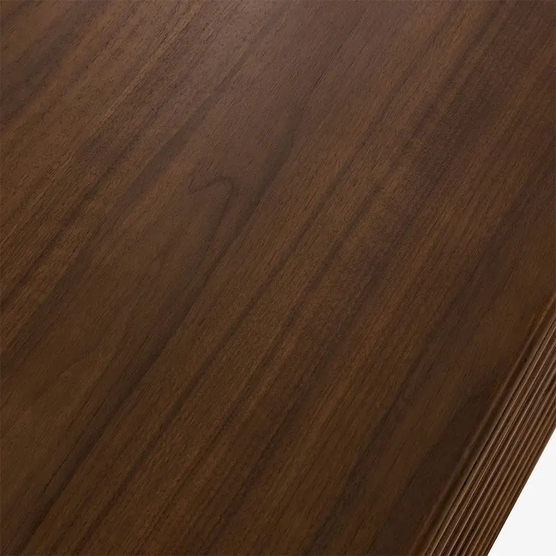 Minimalist TV Stand with DrawersSolid Wood Media Console with Cabinets, Flip-down Door, Walnut Veneer, Fully-Assembled
