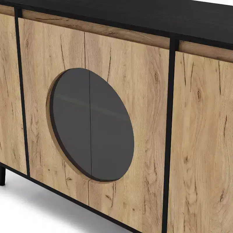 Andrew Mid-Century Modern Buffet Server Light Oak/Black - miBasics