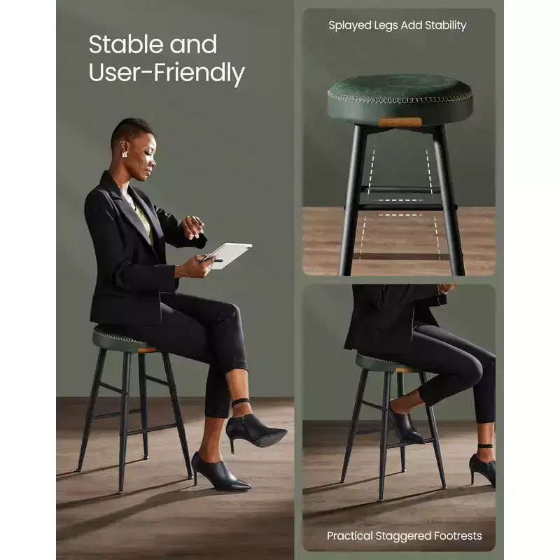 EKHO 24.8-Inch Tall Bar Chair Set of 2, Counter Height Bar Stools, Kitchen Counter Stools