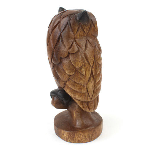 Carved Rain Tree Owl on Branch