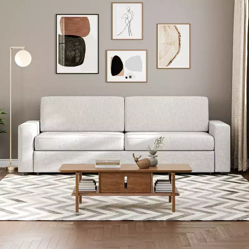 ATJafurn 88.6 Convertible Sleeper Sofa Bed, Modern Linen Fabric Pull Out Sleeper Couch Bed Space-Saving for Apartments, Living Room, Bedroom, Studio