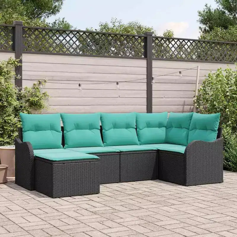 vidaXL Garden Sofa Set 6 pcs and Turquoise Poly Rattan