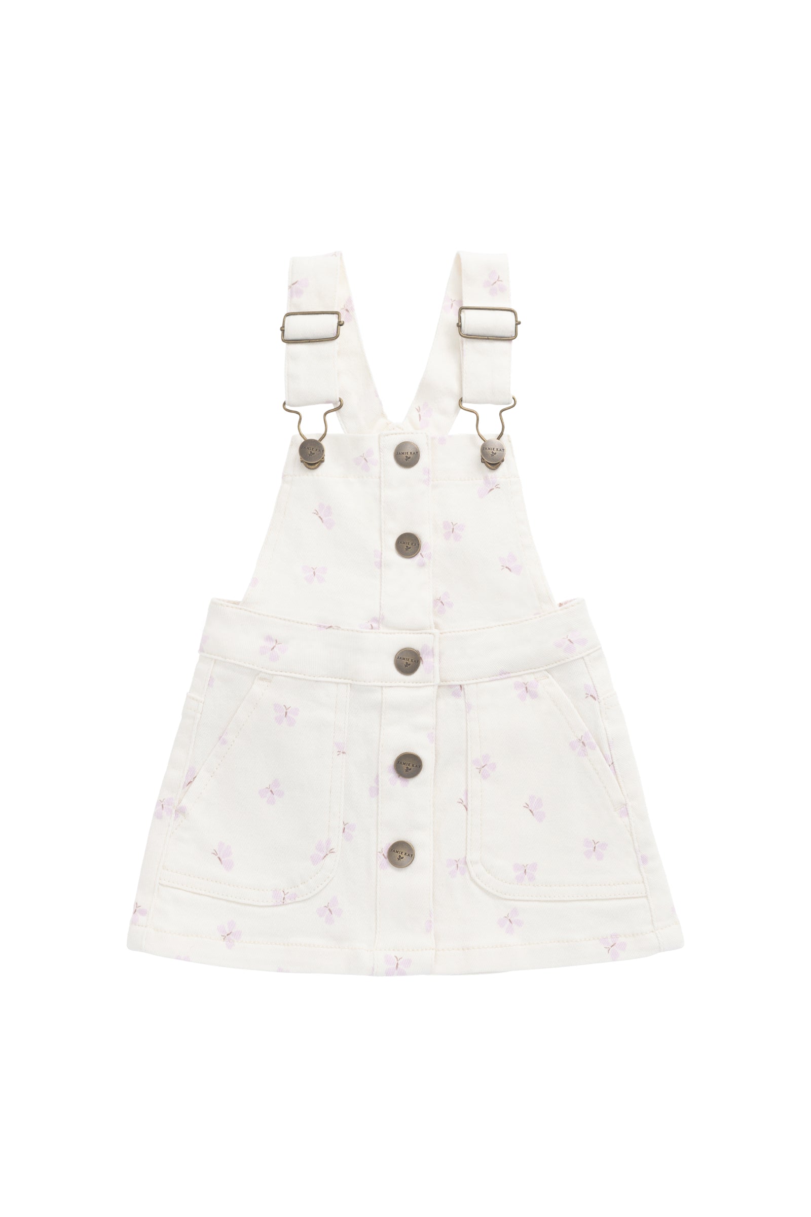 Vintage Parchment Solid Cotton-Elastane Overall Dress with Adjustable Straps & Relaxed Silhouette for Girls Everyday (6M�C8Y)