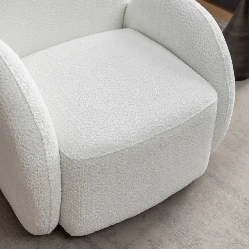 Modern Glam Boucle Upholstered Swivel Accent Armchair with 360 Degree Swivel Base