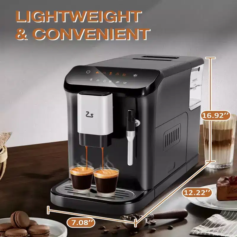 COZONY 20-Bar Espresso Maker with Grinder & Steam Wand, 1.5L Tank, 1-15 Grind Settings, Gift for Coffee Lovers