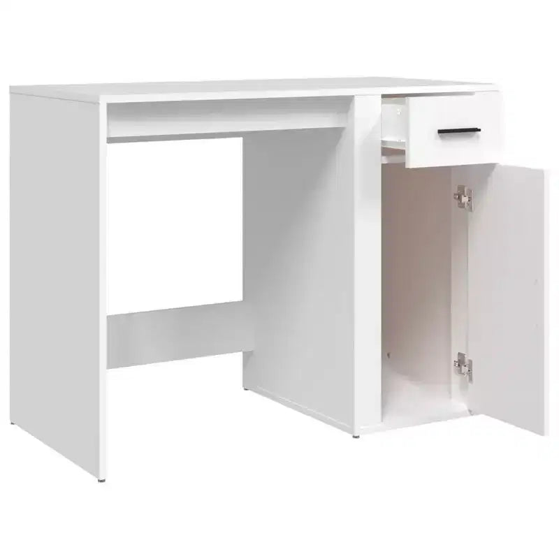 Compact White Desk with Drawer
