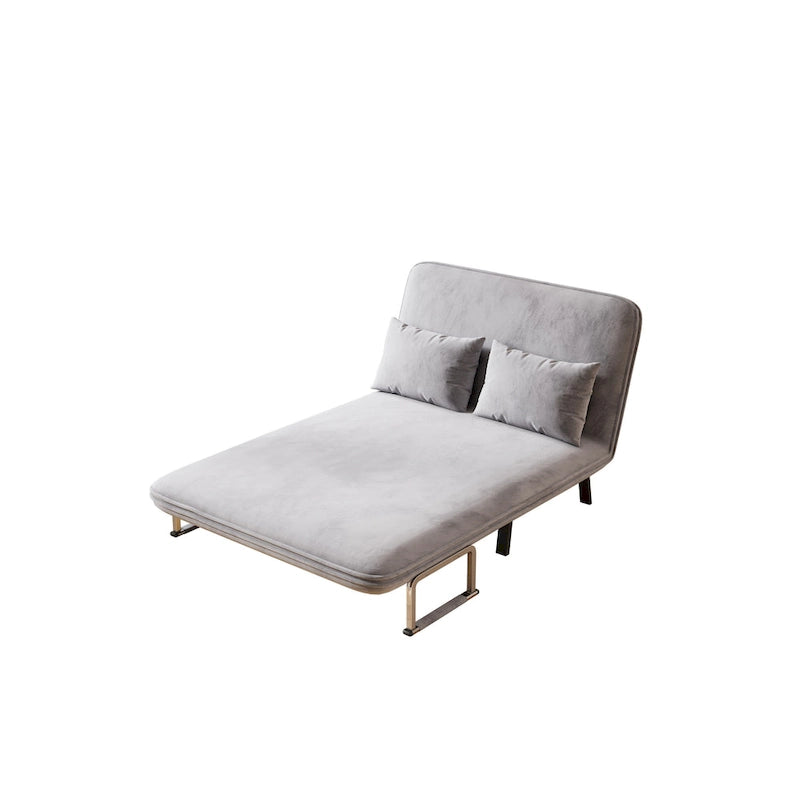 39.4-Inch Velvet Convertible Sofa Bed with Fold-Down Backrest Light Grey