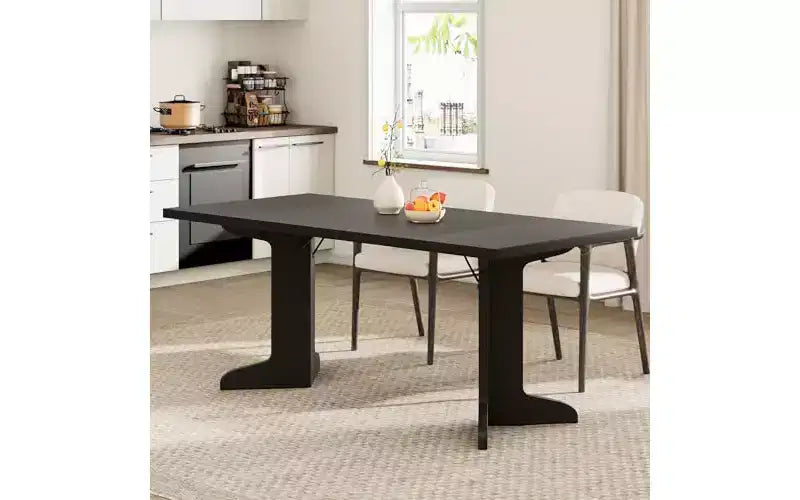 71 Large Dining Table for 6 to 8 People, Modern Dinner Table with Unique Wooden Legs, Rectangle Dining Table for Kitchen, Dining Room & Living Room