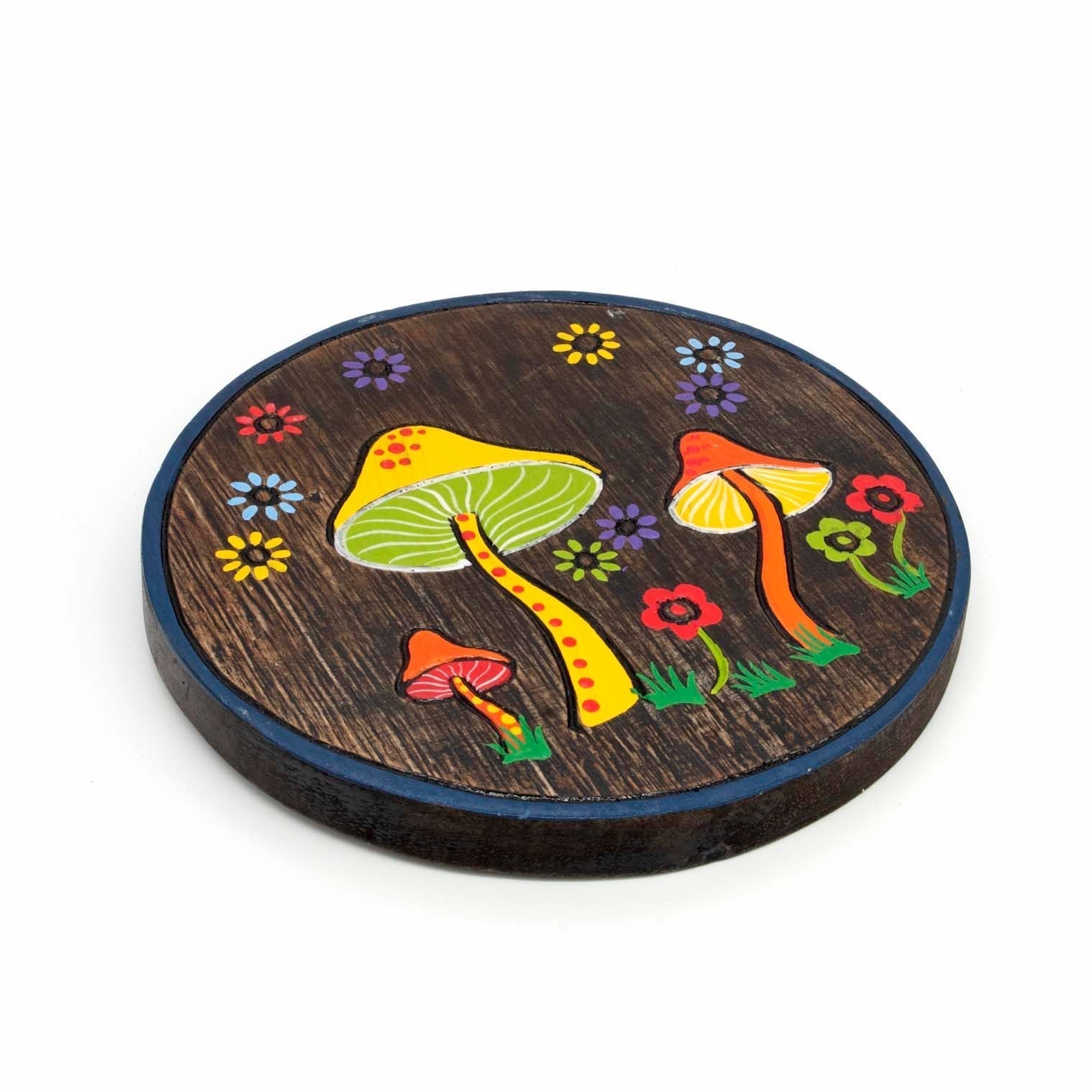 Hand-Painted Mushroom Round Plaque