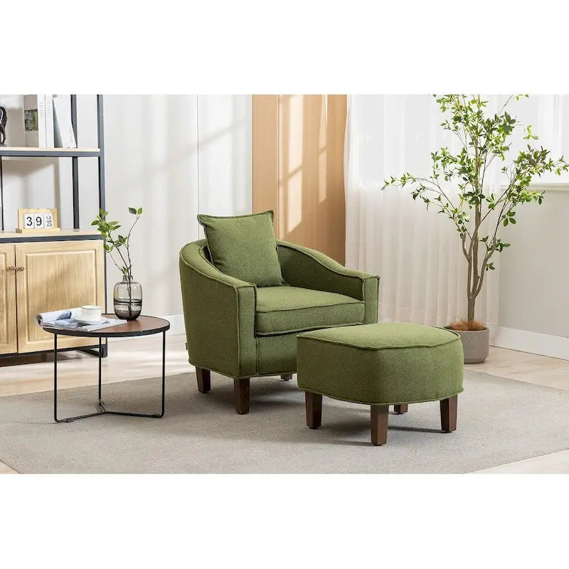 Mid-Century Modern Club Accent Chair with Tufted Back and Round Arms