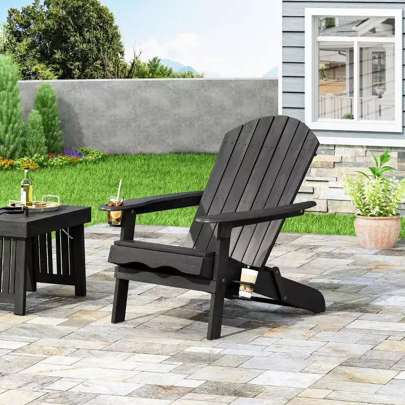 Christopher Knight Home Kandyce Outdoor Acacia Wood Folding Adirondack Chair with Cup Holder