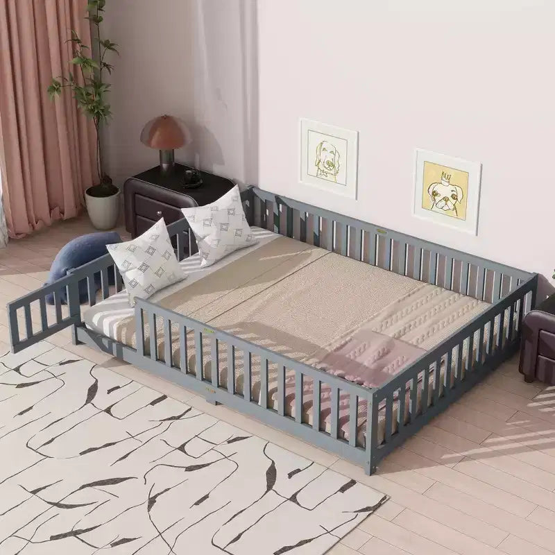 Linen Upholstered Platform Bed, Full, For 2