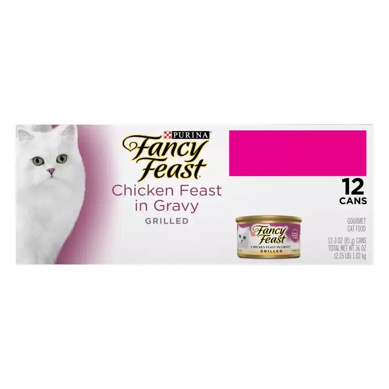 Purina Fancy Feast Grilled Chicken Flavor Feast in Gravy Wet Cat Food Cans - 3oz/12ct Pack