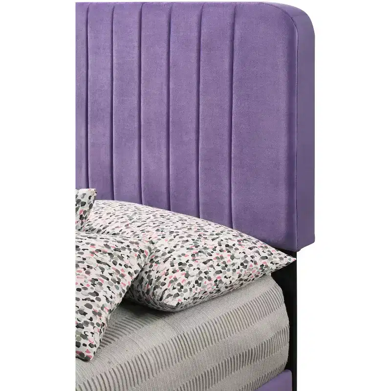 Passion Furniture Lodi Velvet UpholsteChannel Tufted Twin Panel Bed