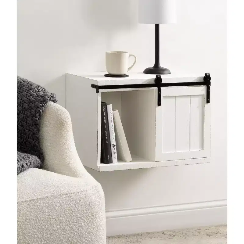 Kate and Laurel Cates Wood Floating Side Table with Cabinet