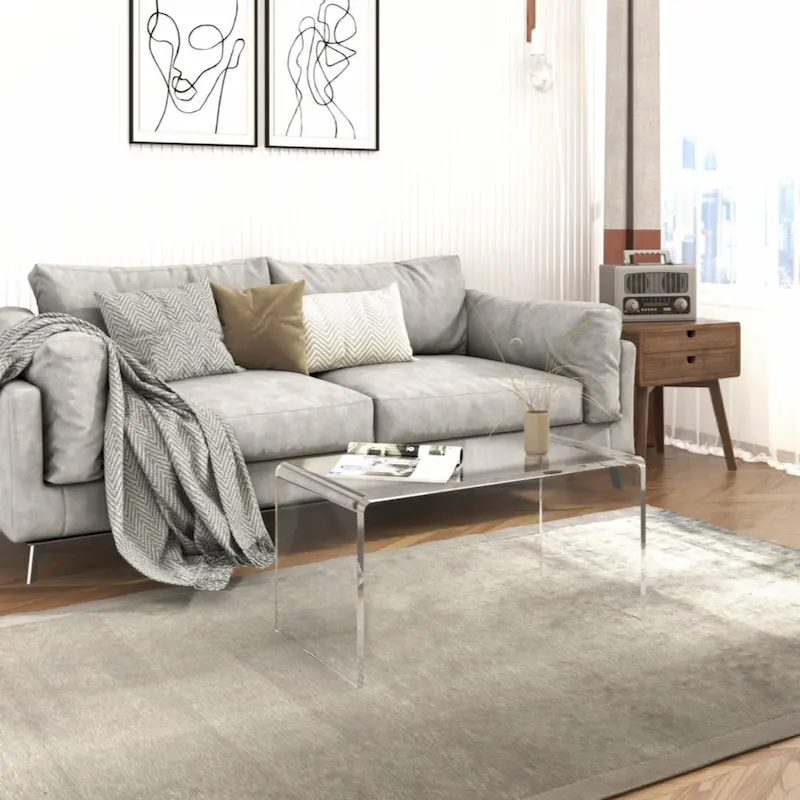 Clear Acrylic Waterfall Rectangle Coffee Table / Side Table for 1–2 Person, 32