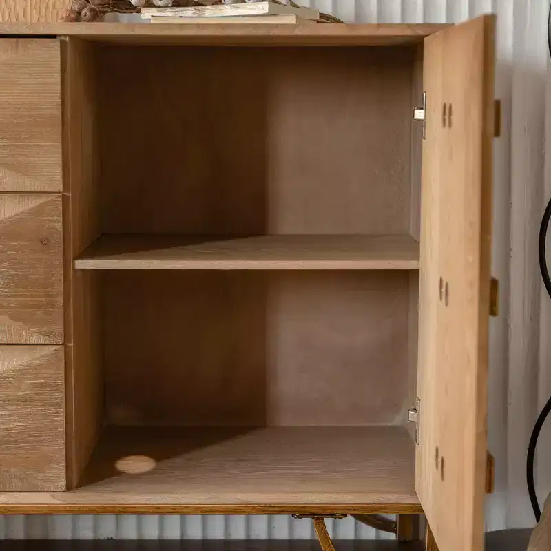 GDFStudio Kipling 3-Drawer and 2-Shelf Wood 59.44 Sideboard Buffet