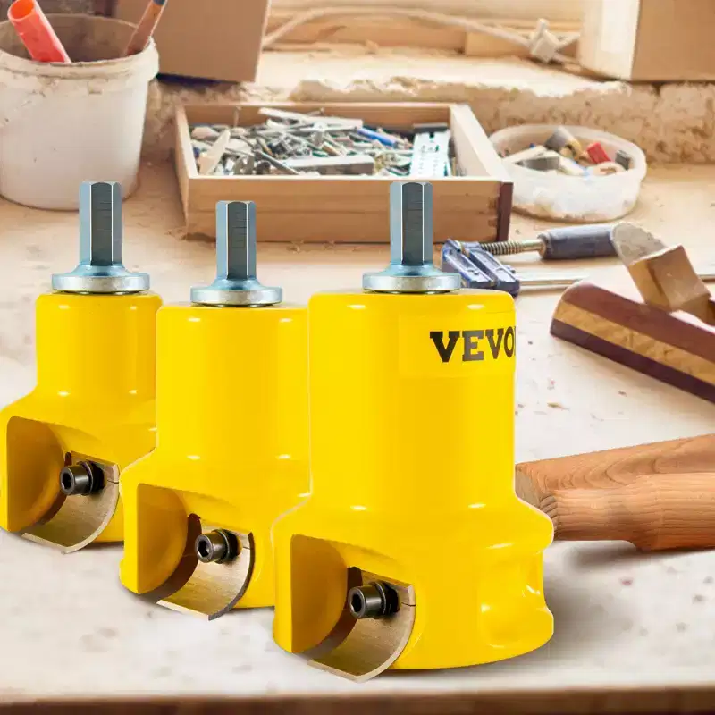 VEVOR Tenon Cutter, 1/25.4mm & 1.5/38mm & 2/50.8mm, Premium Aluminum & Steel Log Furniture Cutter, Yellow